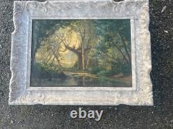 Tableau Ancien Paysage de Forêt Huile sur Toile Cadre Montparnasse