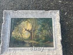 Tableau Ancien Paysage de Forêt Huile sur Toile Cadre Montparnasse