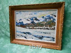 Tableau Ancien Peinture Huile Boi Ecole de Barbizon Montagne Au Couteau Abstrait