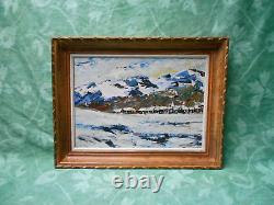 Tableau Ancien Peinture Huile Boi Ecole de Barbizon Montagne Au Couteau Abstrait