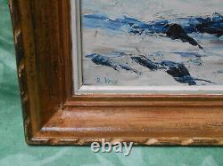 Tableau Ancien Peinture Huile Boi Ecole de Barbizon Montagne Au Couteau Abstrait