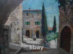 Tableau Ancien Peinture Huile Boi Ecole de Barbizon Village Provence Fortune Car