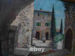 Tableau Ancien Peinture Huile Boi Ecole de Barbizon Village Provence Fortune Car