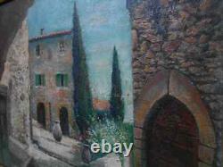 Tableau Ancien Peinture Huile Boi Ecole de Barbizon Village Provence Fortune Car