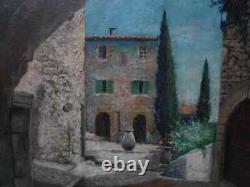 Tableau Ancien Peinture Huile Boi Ecole de Barbizon Village Provence Fortune Car