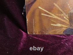 Tableau Ancien Peinture Huile Bois Icone Religieuse Portrait Jesus XIX DLG XVIII
