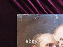 Tableau Ancien Peinture Huile Bois Icone Religieuse Portrait Jesus XIX DLG XVIII