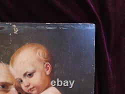 Tableau Ancien Peinture Huile Bois Icone Religieuse Portrait Jesus XIX DLG XVIII