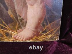Tableau Ancien Peinture Huile Bois Icone Religieuse Portrait Jesus XIX DLG XVIII