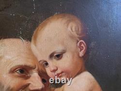 Tableau Ancien Peinture Huile Bois Icone Religieuse Portrait Jesus XIX DLG XVIII