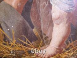 Tableau Ancien Peinture Huile Bois Icone Religieuse Portrait Jesus XIX DLG XVIII