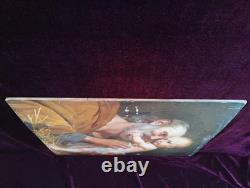 Tableau Ancien Peinture Huile Bois Icone Religieuse Portrait Jesus XIX DLG XVIII