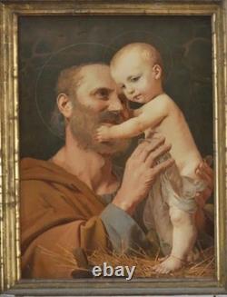 Tableau Ancien Peinture Huile Bois Icone Religieuse Portrait Jesus XIX DLG XVIII