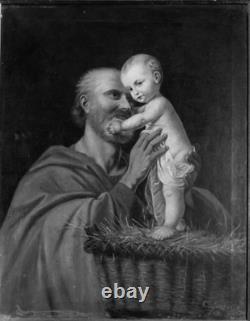 Tableau Ancien Peinture Huile Bois Icone Religieuse Portrait Jesus XIX DLG XVIII