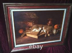Tableau Ancien Peinture Huile Ecole Francaise Lievre Fruit Baroque XIX Cf Oudry