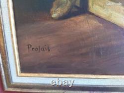 Tableau Ancien Peinture Huile Ecole Francaise Lievre Fruit Baroque XIX Cf Oudry