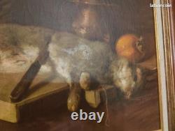 Tableau Ancien Peinture Huile Ecole Francaise Lievre Fruit Baroque XIX Cf Oudry