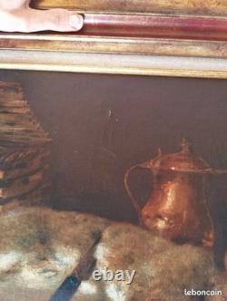 Tableau Ancien Peinture Huile Ecole Francaise Lievre Fruit Baroque XIX Cf Oudry