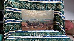 Tableau Ancien Peinture Huile Ecole Francaise de Barbizon Animaux Chevaux XIXeme