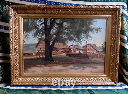 Tableau Ancien Peinture Huile Ecole de Barbizon Cadre Dore XIXeme No Harpignies