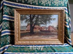 Tableau Ancien Peinture Huile Ecole de Barbizon Cadre Dore XIXeme No Harpignies