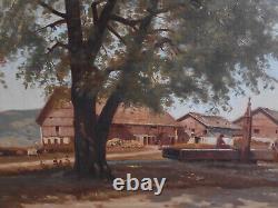 Tableau Ancien Peinture Huile Ecole de Barbizon Cadre Dore XIXeme No Harpignies