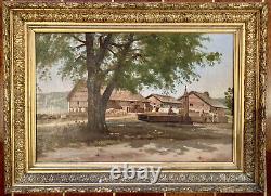 Tableau Ancien Peinture Huile Ecole de Barbizon Cadre Dore XIXeme No Harpignies