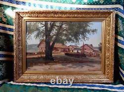 Tableau Ancien Peinture Huile Ecole de Barbizon Cadre Dore XIXeme No Harpignies