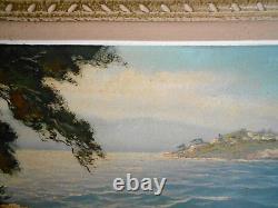 Tableau Ancien Peinture Huile Ecole de Barbizon Marine Bord de Mer Provence Car