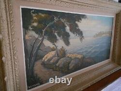 Tableau Ancien Peinture Huile Ecole de Barbizon Marine Bord de Mer Provence Car