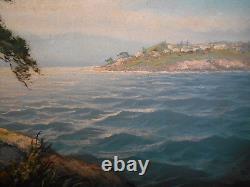 Tableau Ancien Peinture Huile Ecole de Barbizon Marine Bord de Mer Provence Car