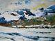 Tableau Ancien Peinture Huile Ecole de Barbizon Montagne Alpes Neige Au Couteau