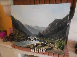 Tableau Ancien Peinture Huile Ecole de Barbizon Montagne XIXeme Levigne Godchau