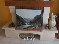 Tableau Ancien Peinture Huile Ecole de Barbizon Montagne XIXeme Levigne Godchau