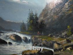 Tableau Ancien Peinture Huile Ecole de Barbizon Montagne XIXeme Levigne Godchau