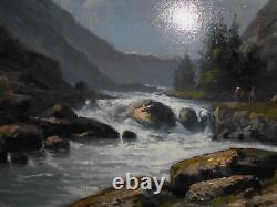 Tableau Ancien Peinture Huile Ecole de Barbizon Montagne XIXeme Levigne Godchau