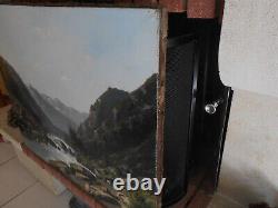 Tableau Ancien Peinture Huile Ecole de Barbizon Montagne XIXeme Levigne Godchau