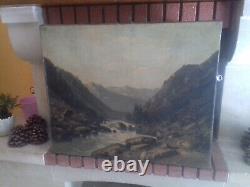 Tableau Ancien Peinture Huile Ecole de Barbizon Montagne XIXeme Levigne Godchau