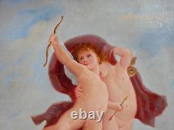 Tableau Ancien Peinture Huile HST Ecole Francaise Bouguereau Ange Angelot XIXeme