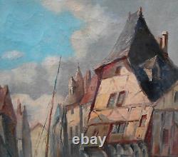Tableau Ancien Peinture Huile Marine Bord de Mer Bateau Ecole de Barbizon XIXeme
