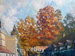 Tableau Ancien Peinture Huile Panneau Ecole de Barbizon Arbre Campagne cf XIXeme