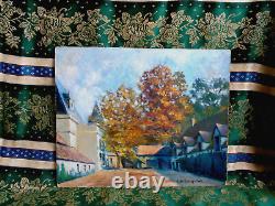 Tableau Ancien Peinture Huile Panneau Ecole de Barbizon Arbre Campagne cf XIXeme