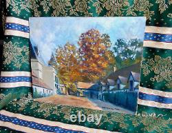 Tableau Ancien Peinture Huile Panneau Ecole de Barbizon Arbre Campagne cf XIXeme