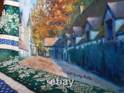 Tableau Ancien Peinture Huile Panneau Ecole de Barbizon Arbre Campagne cf XIXeme