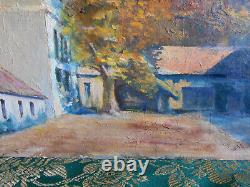 Tableau Ancien Peinture Huile Panneau Ecole de Barbizon Arbre Campagne cf XIXeme