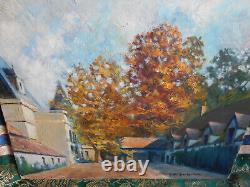 Tableau Ancien Peinture Huile Panneau Ecole de Barbizon Arbre Campagne cf XIXeme