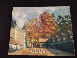 Tableau Ancien Peinture Huile Panneau Ecole de Barbizon Arbre Campagne cf XIXeme