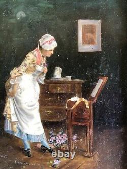 Tableau Ancien Peinture Huile / Panneau XIXe Painting Dipinto Antico 19th