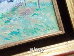 Tableau Ancien Peinture Huile Sur Toile Thibaudeau St Momelin Canal Saint Omer