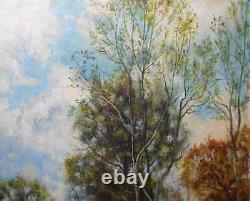 Tableau Ancien Peinture Huile sur Toile Ecole de Barbizon Vache Campagne XIXeme